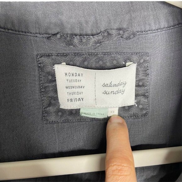 Anthro Saturday Sunday Utility Jacket Womens Size XS Grey Moto Drawstring‎ Waist - Picture 4 of 11